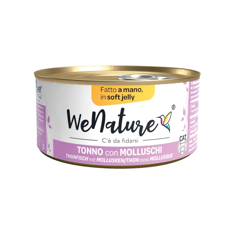 WeNature Tonno con Molluschi Soft Jelly Umido per Gatti - 85 g, Singola