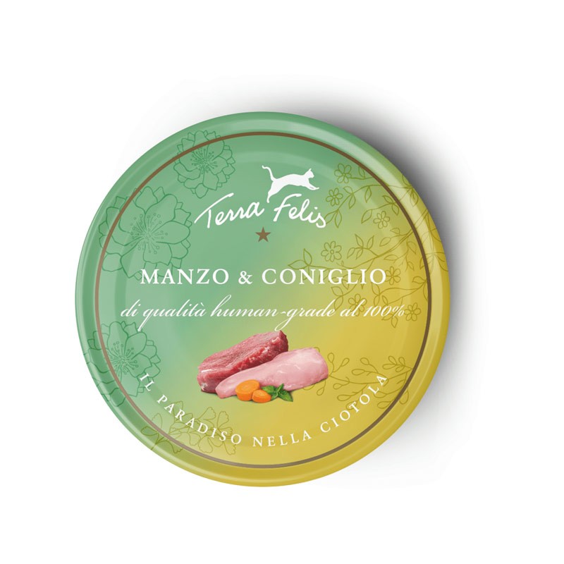 Terra Felis Manzo e Coniglio Adult Umido per Gatti - 80 g, 12 pezzi