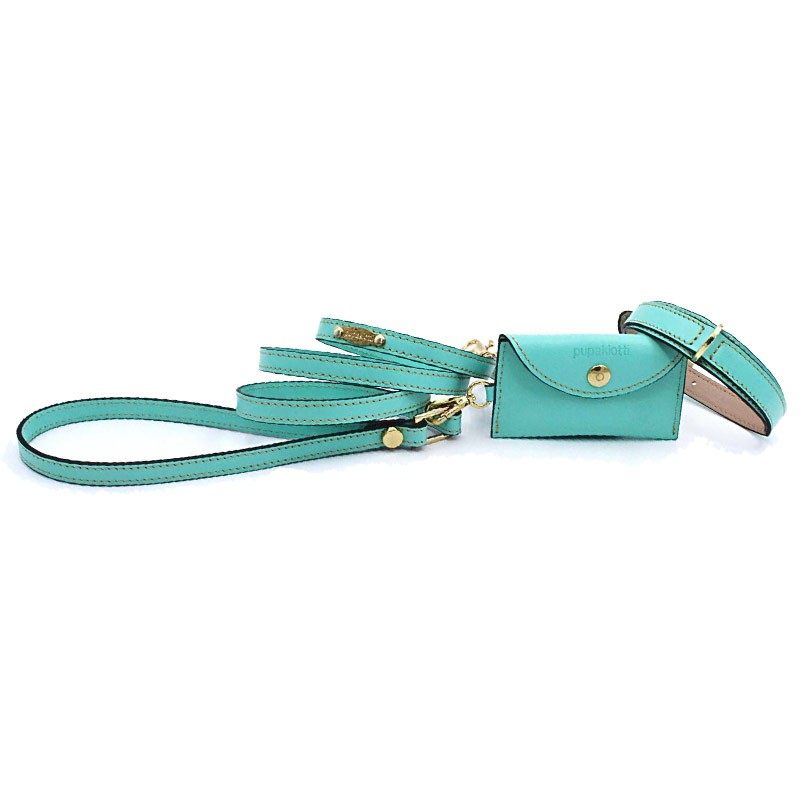 Pupakiotti Premium Set 3 Pezzi Collare, Guinzaglio e Dispenser Tiffany - XS