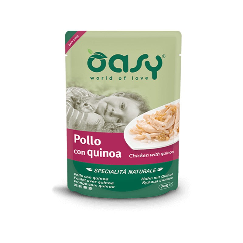 Oasy Cat Natural Adult Pollo con Quinoa in Busta - 70 g, 12 pezzi