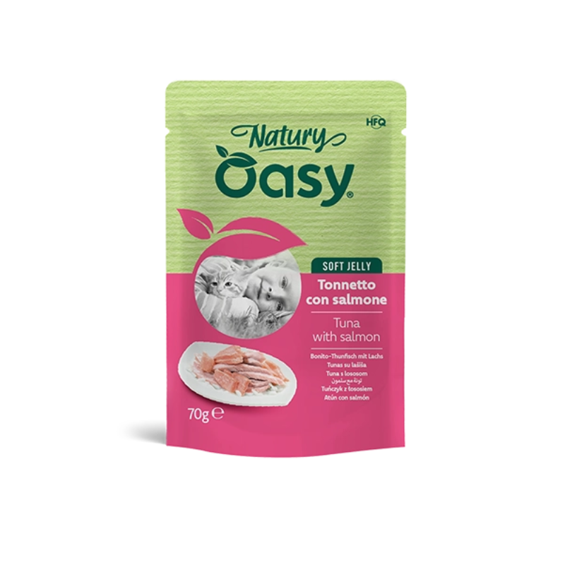 Oasy Cat Natural Adult Tonno con Salmone in Busta - 70 g, Singola