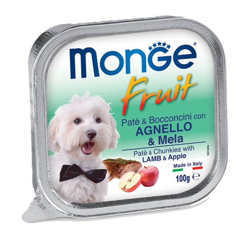 Monge Fruits Agnello e Mela per Cani 100gr - 100 g, 6 pezzi