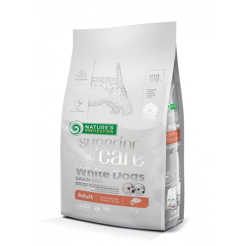 Nature's Protection Superior Care White Dogs Grain Free Salmon Adult Small & Mini Breeds - 1.5 Kg