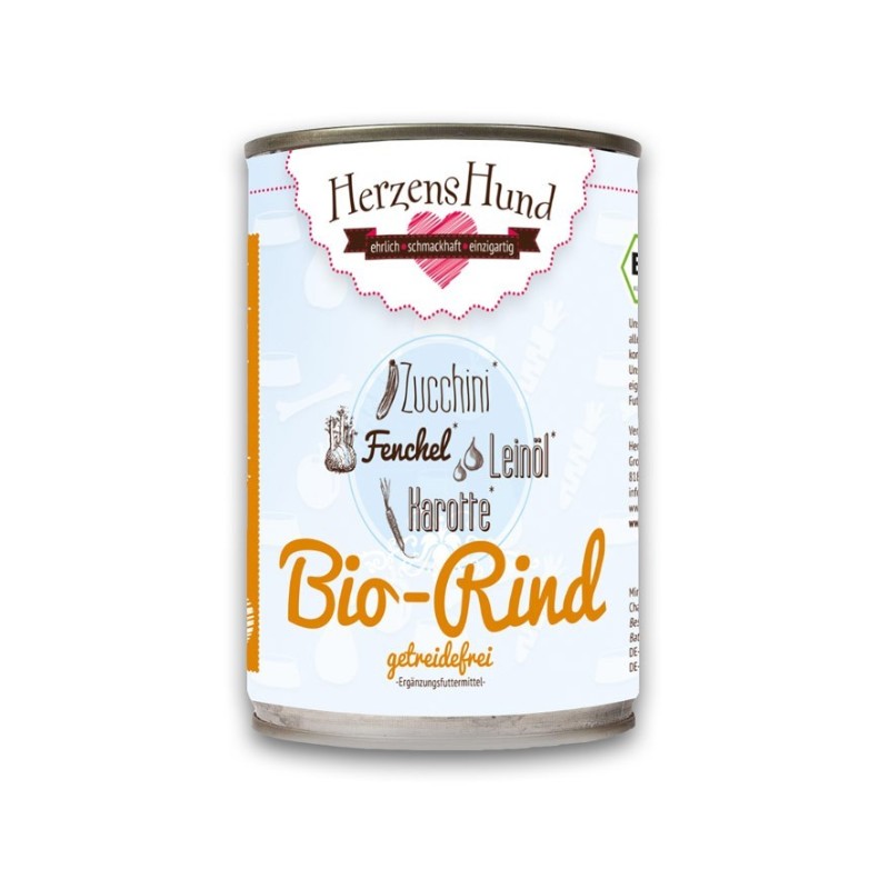 Herzens Hund Manzo Biologico con Zucchine Bio Umido per Cani - 400 g