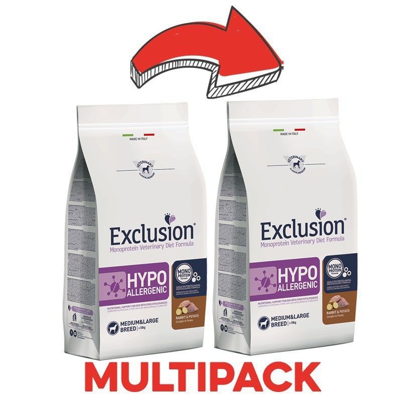 Exclusion Diet Hypoallergenic Coniglio e Patate Medium & Large Breed per Cani - 12 Kg, 2 pezzi Exclusion Diet Hypoallergenic Coniglio e Patate Medium & Large Breed per Cani - 12 Kg, 2 pezzi