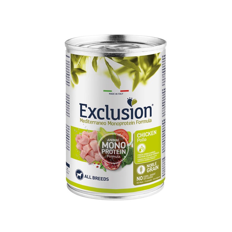 Exclusion Mediterraneo Adult Pollo All Breed - 400g, 12 Pezzi