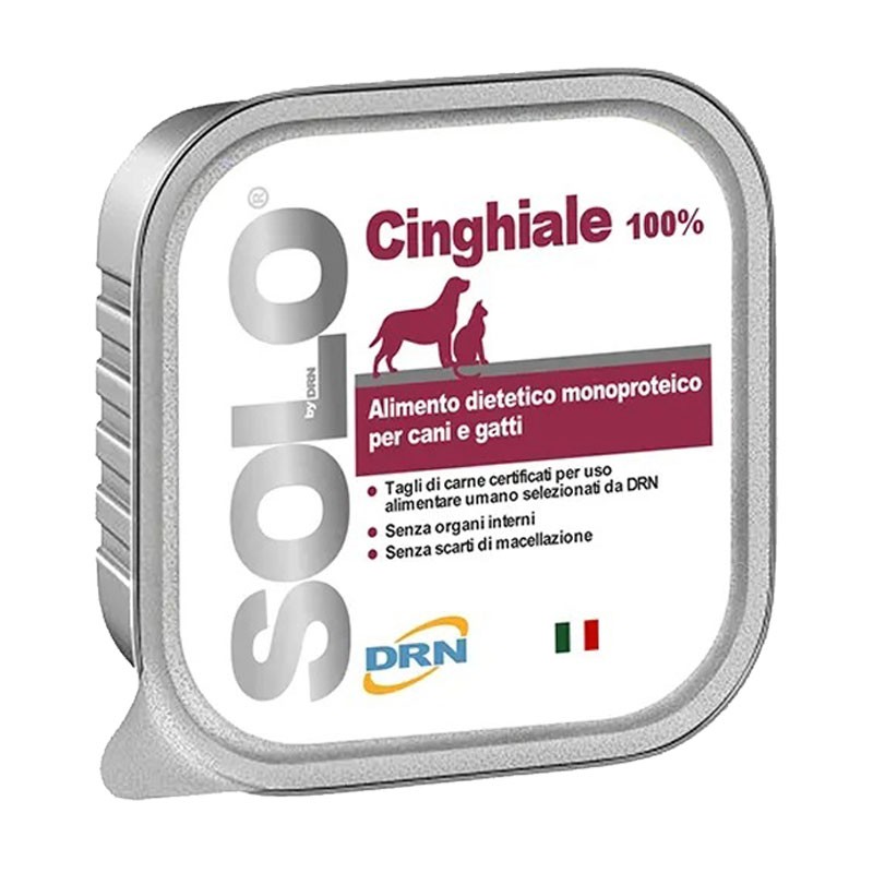 DRN Solo Cinghiale Umido per Cani e Gatti - 100 g, 6 pezzi