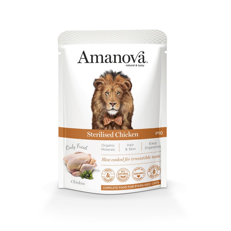 Amanova Sterilised al Pollo P10 per Gatti - 85 g, Singola