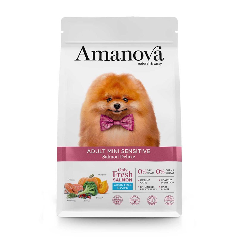 Amanova Adult Mini Sensitive Salmone per Cani - 7 Kg, Singola