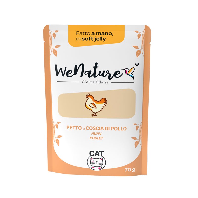 WeNature Petto e Coscia di Pollo Soft Jelly Umido in Busta per Gatti - 70 g, Singola
