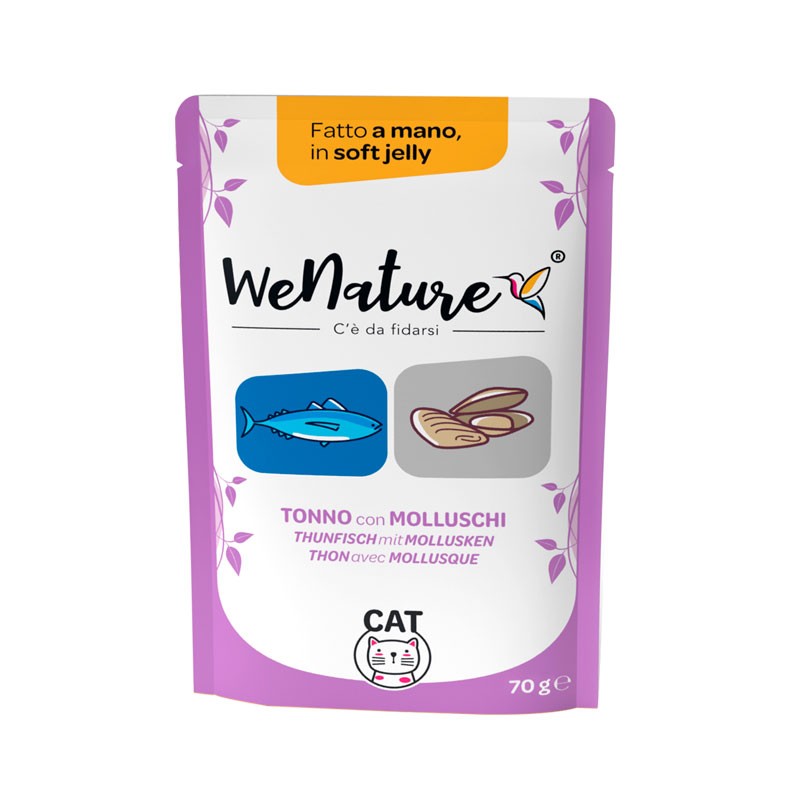 WeNature Tonno con Molluschi Soft Jelly in Busta per Gatti - 70 g, Singola
