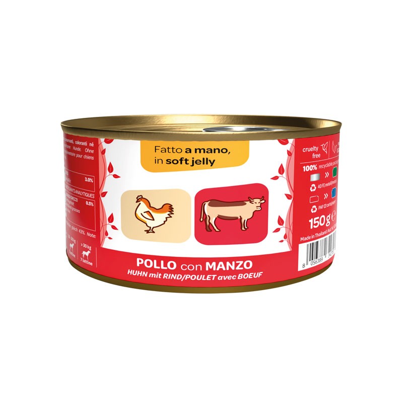 WeNature Pollo con Manzo Umido Soft Jelly per Cani - 150 g, 12 pezzi