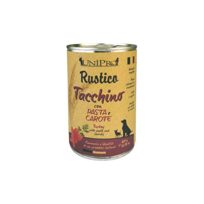 Unipro Rustico Tacchino con Pasta e Carote per Cani - 400 g, 12 pezzi