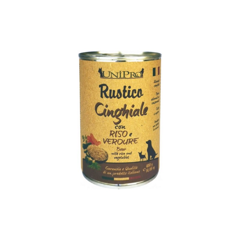 Unipro Rustico Cinghiale con Riso e Verdure per Cani - 400 g, Singola
