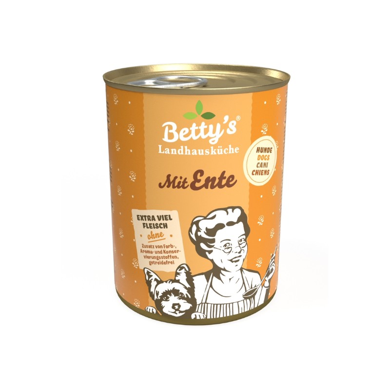 Betty's Landhausküche Anatra Umido per Cani - 400 g, Singola Betty's Landhausküche Anatra Umido per Cani - 400 g, Singola