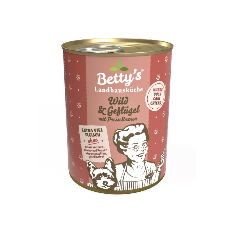 Betty's Landhausküche Selvaggina e Pollame Umido per Cani - 400 g, Singola Betty's Landhausküche Selvaggina e Pollame Umido per Cani - 400 g, Singola
