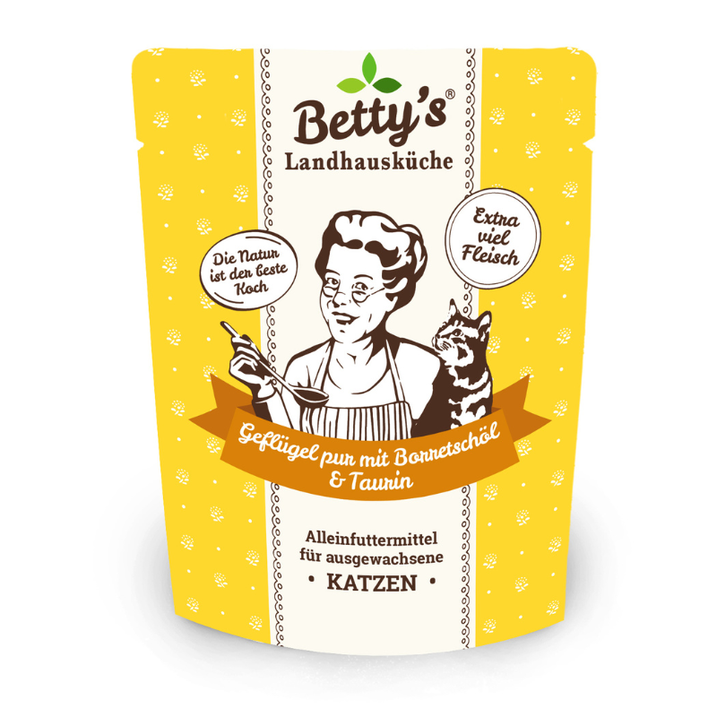 Betty's Landhausküche Pollame con Olio di Borragine Umido per Gatti - 250 g