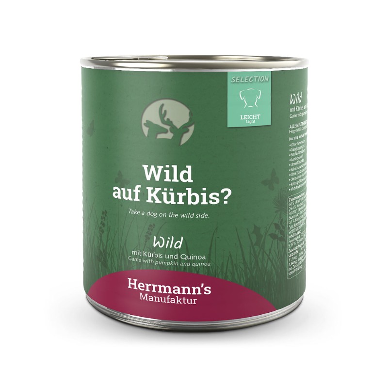 Herrmann's Selection Light Cervo con Zucca e Quinoa per Cani - 800 g, 12 pezzi