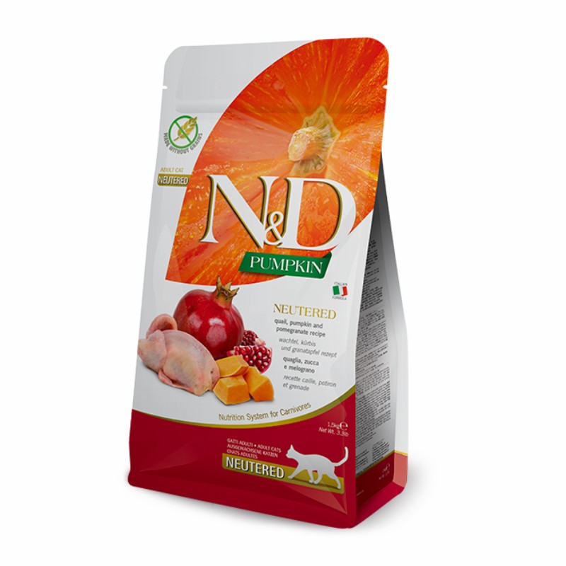 Farmina N&amp;D Pumpkin, Quaglia e Melograno per Gatti - 1.5 Kg