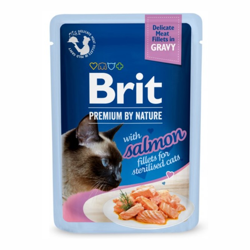 Brit Premium Sterilised Filetti di Salmone per Gatti - 85 g, 12 pezzi