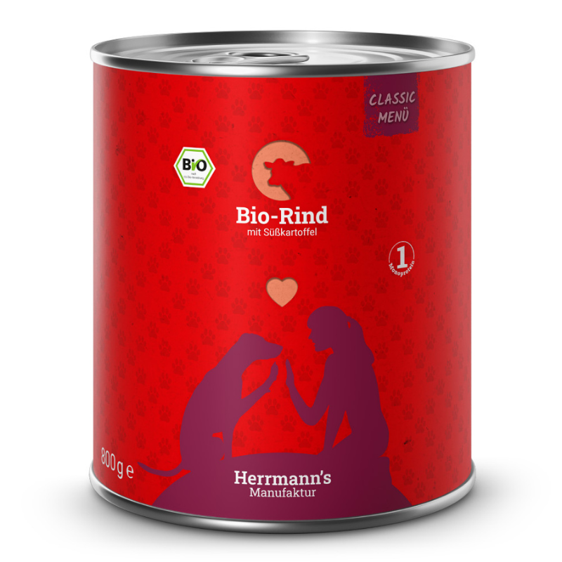 Herrmann's Classic Manzo Bio con Patate Dolci per Cani - 800 g, 12 pezzi