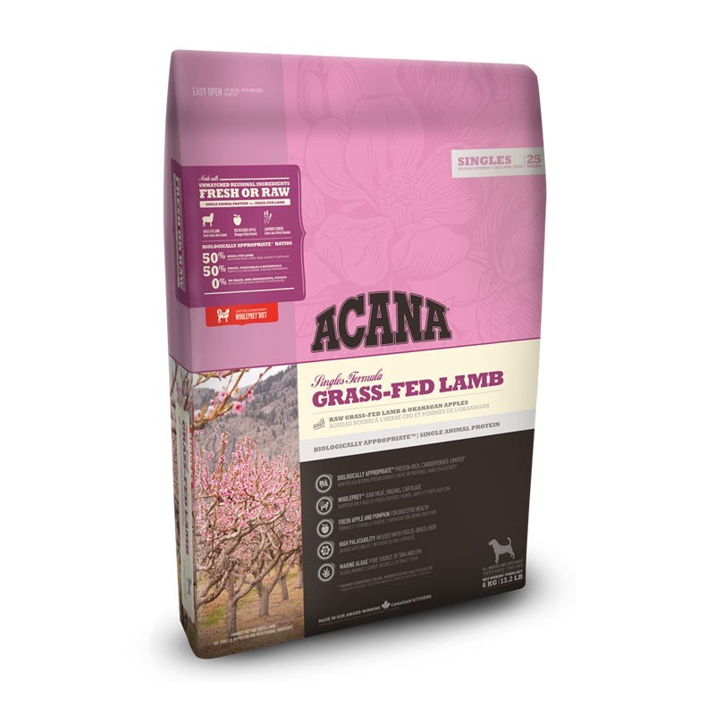 Acana Grass Fed Lamb Agnello e Mela per Cani - 17 kg, Singola