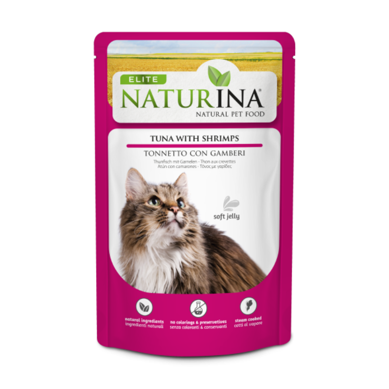 Naturina Elite Tonno con Gamberetti per Gatti in Busta - 70 g, Singola