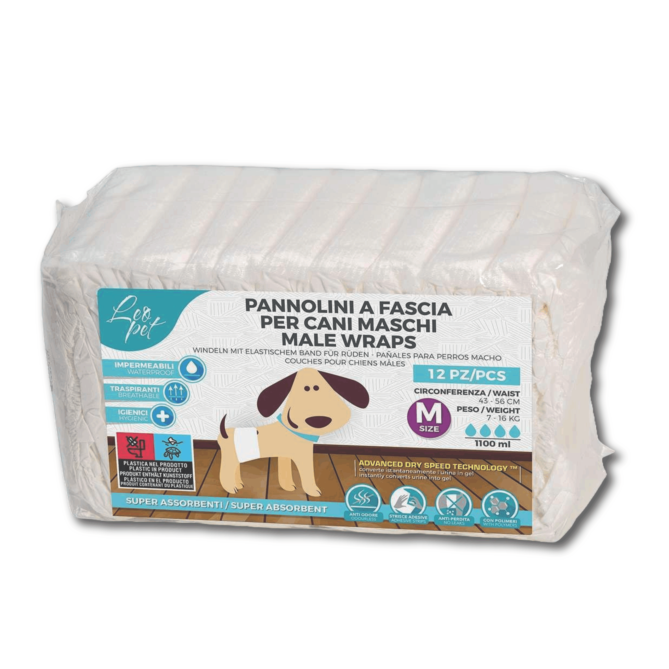 LeoPet Pannolini a Fascia per Cani Maschi – M