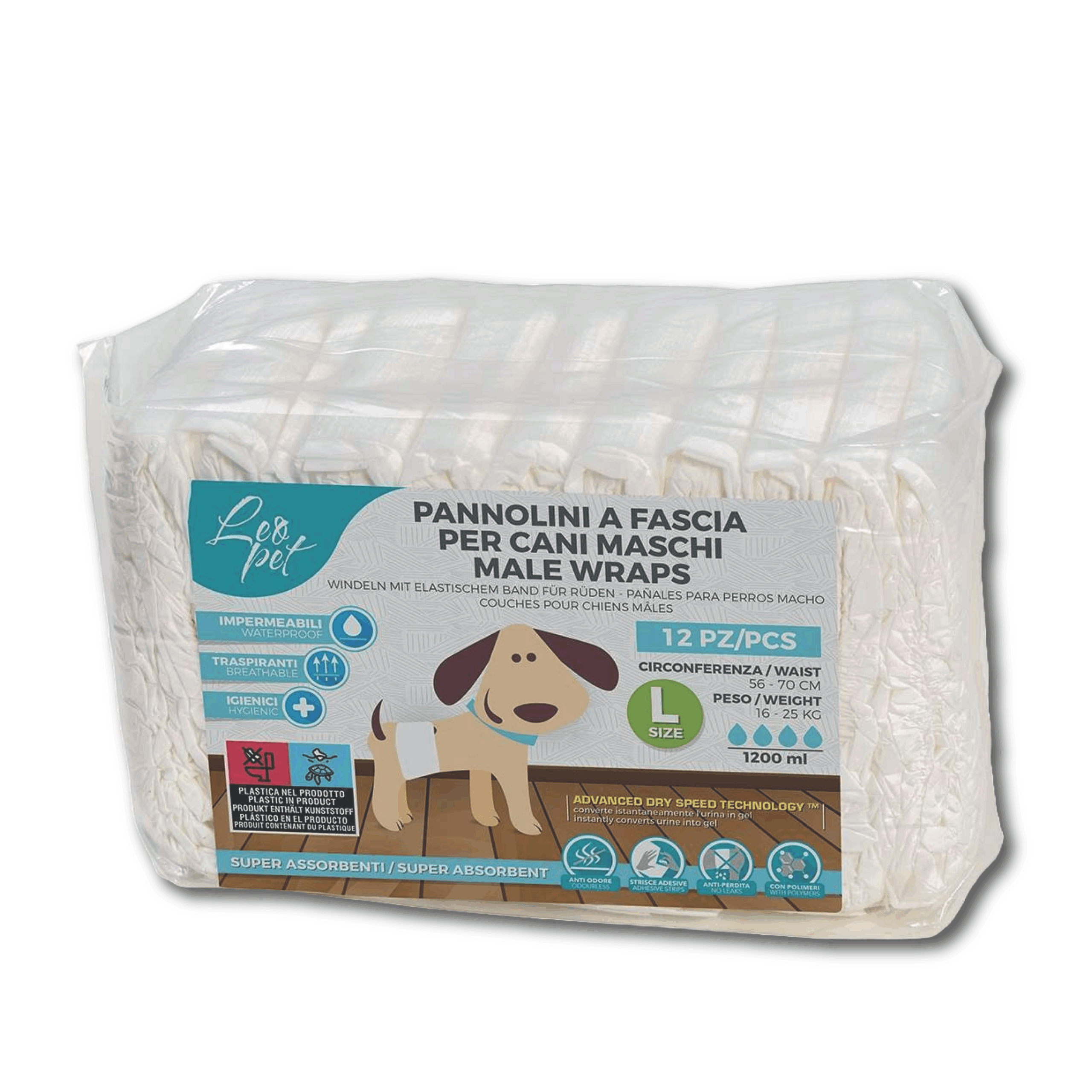 LeoPet Pannolini a Fascia per Cani Maschi - L