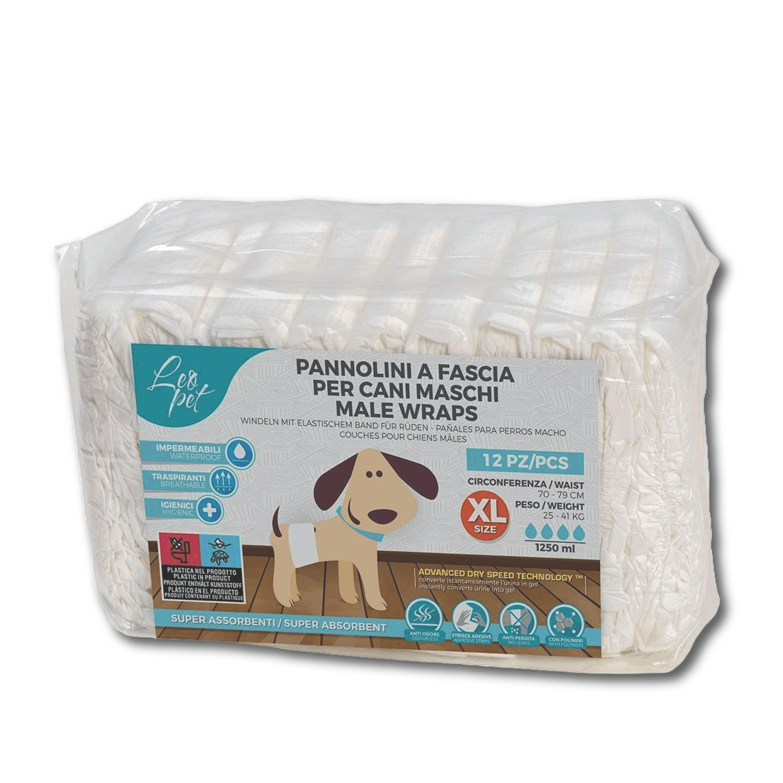 LeoPet Pannolini a Fascia per Cani Maschi - XL