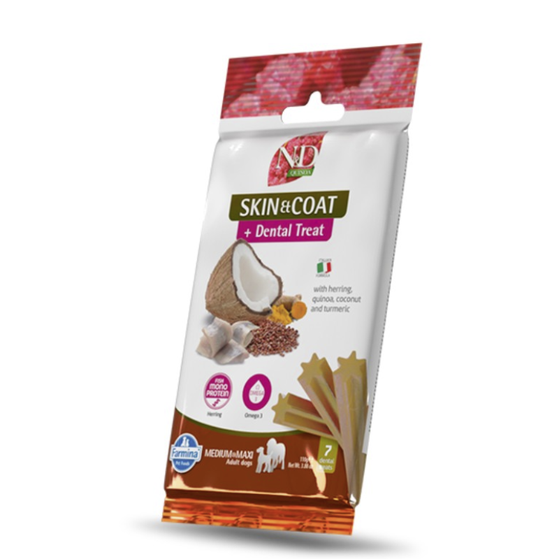Farmina Vet-Life Dental Treat Skin &amp; Coat Herring Medium &amp; Maxi per Cani - 100 g
