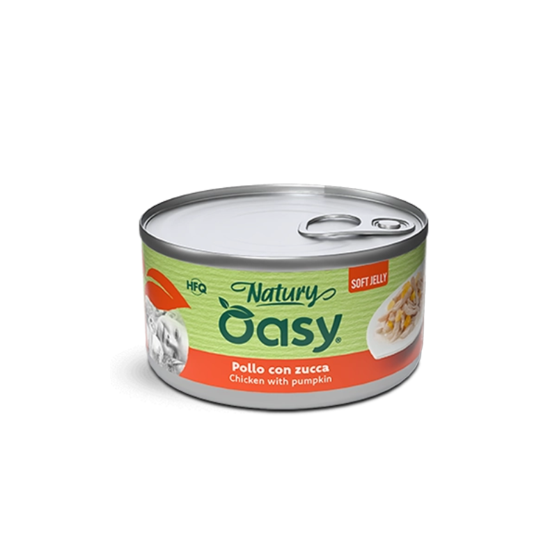 Oasy Natury Soft Jelly Pollo con Zucca per Gatti - 150 g, Singola