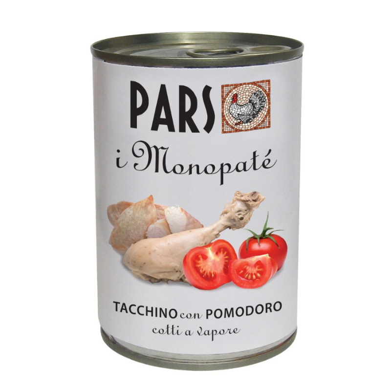 Pars Monopaté Tacchino con Pomodoro per Cani e Gatti - 395 g, Singola