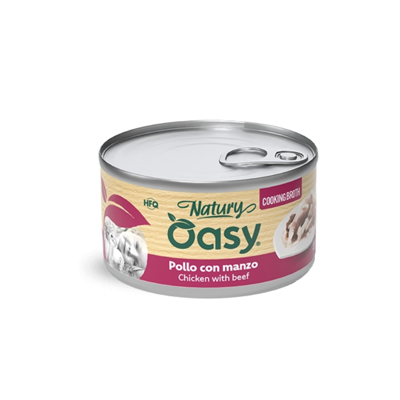 Oasy Natury Cooking in Brodo di Pollo con Manzo - 85 g, 12 pezzi