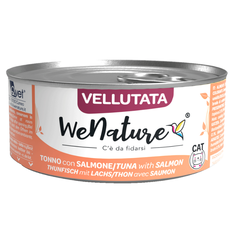 WeNature Vellutata di Tonno con Salmone per Gatti - 70 g, 12 pezzi