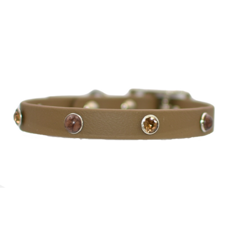 Pet Cherie Cabochon Coyote Brown Biothane Collar - 50