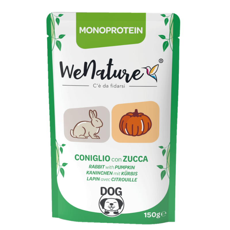 WeNature Coniglio con Zucca Zero Cereali per Cani – 150 g, 12 pezzi