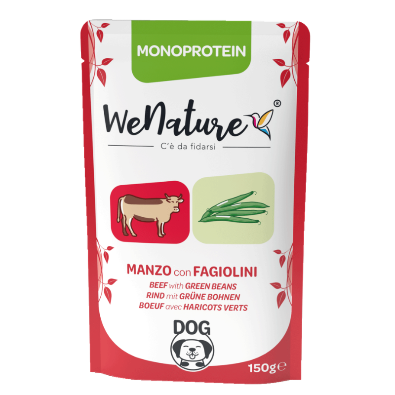 WeNature Manzo con Fagiolini Zero Cereali per Cani - 150 g, Singola