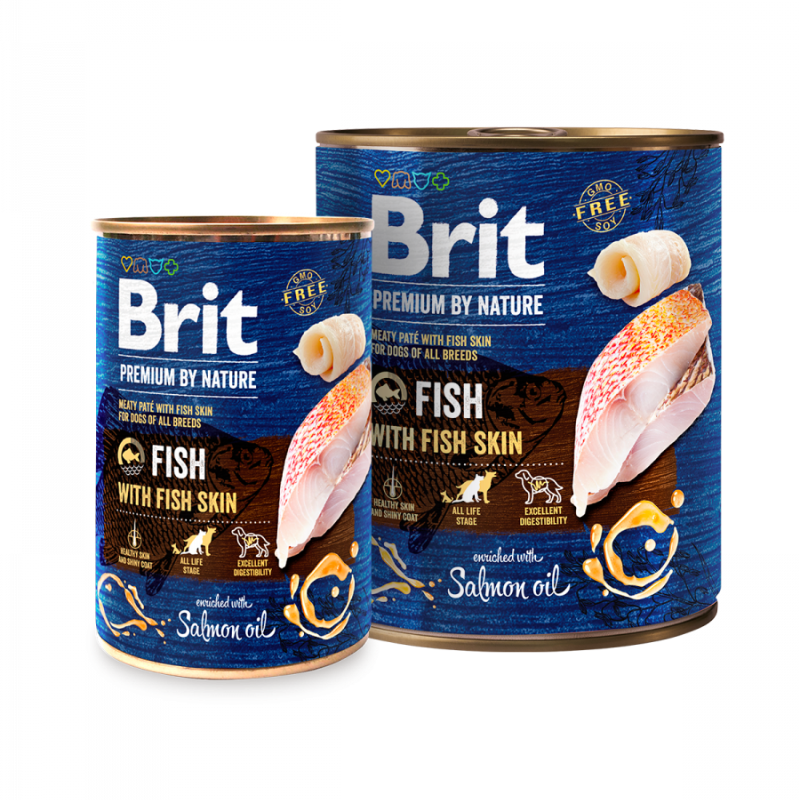 Brit Premium Adult Pesce con Pelle di Pesce per Cani - 400 g, Singola