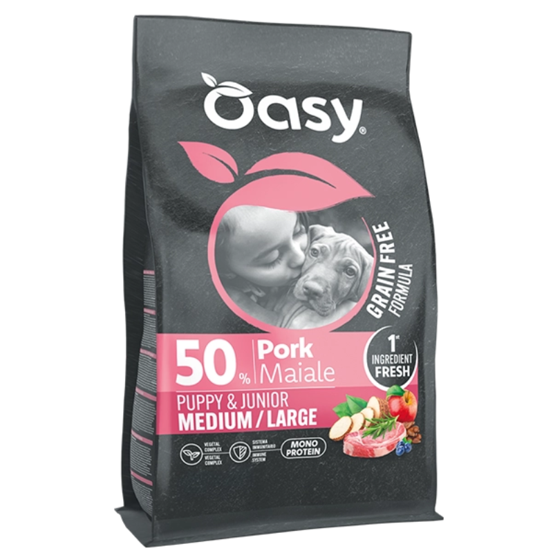 Oasy Grain Free Puppy Medium Large al Maiale